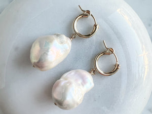 14k Gold Filled Baroque Pearl Statement Earrings