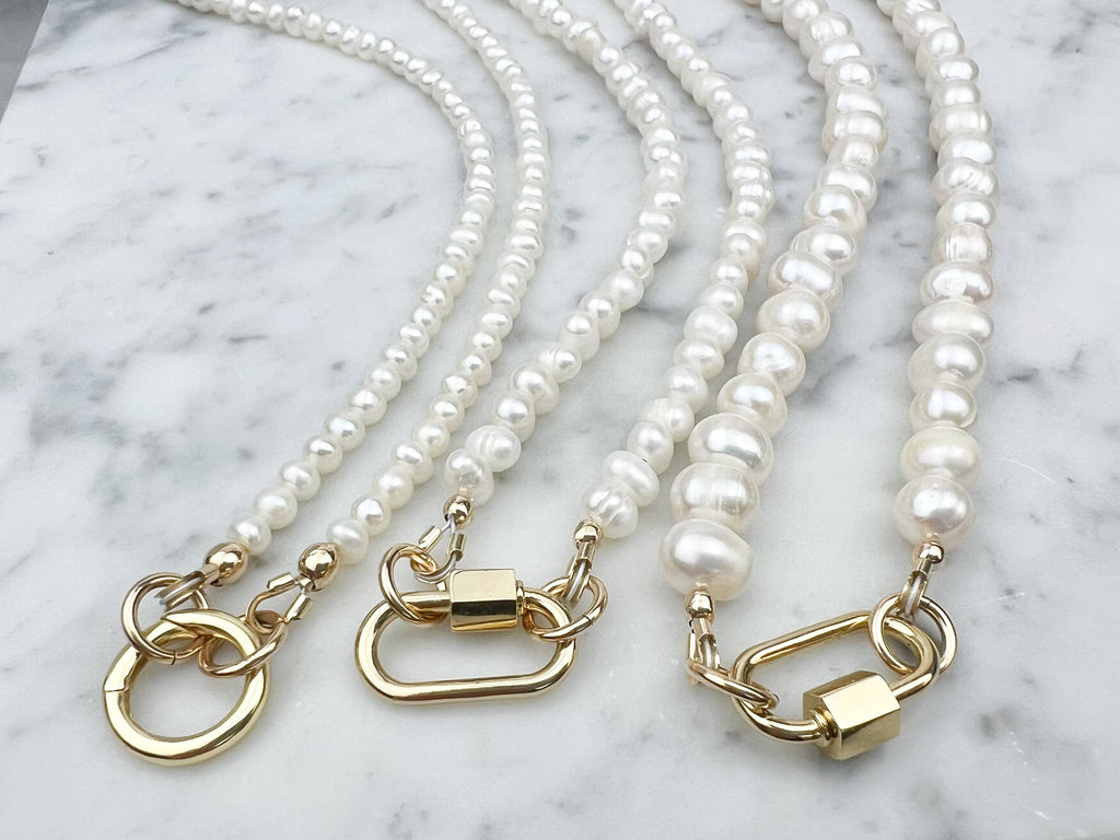 Freshwater Pearl Carabiner Necklace