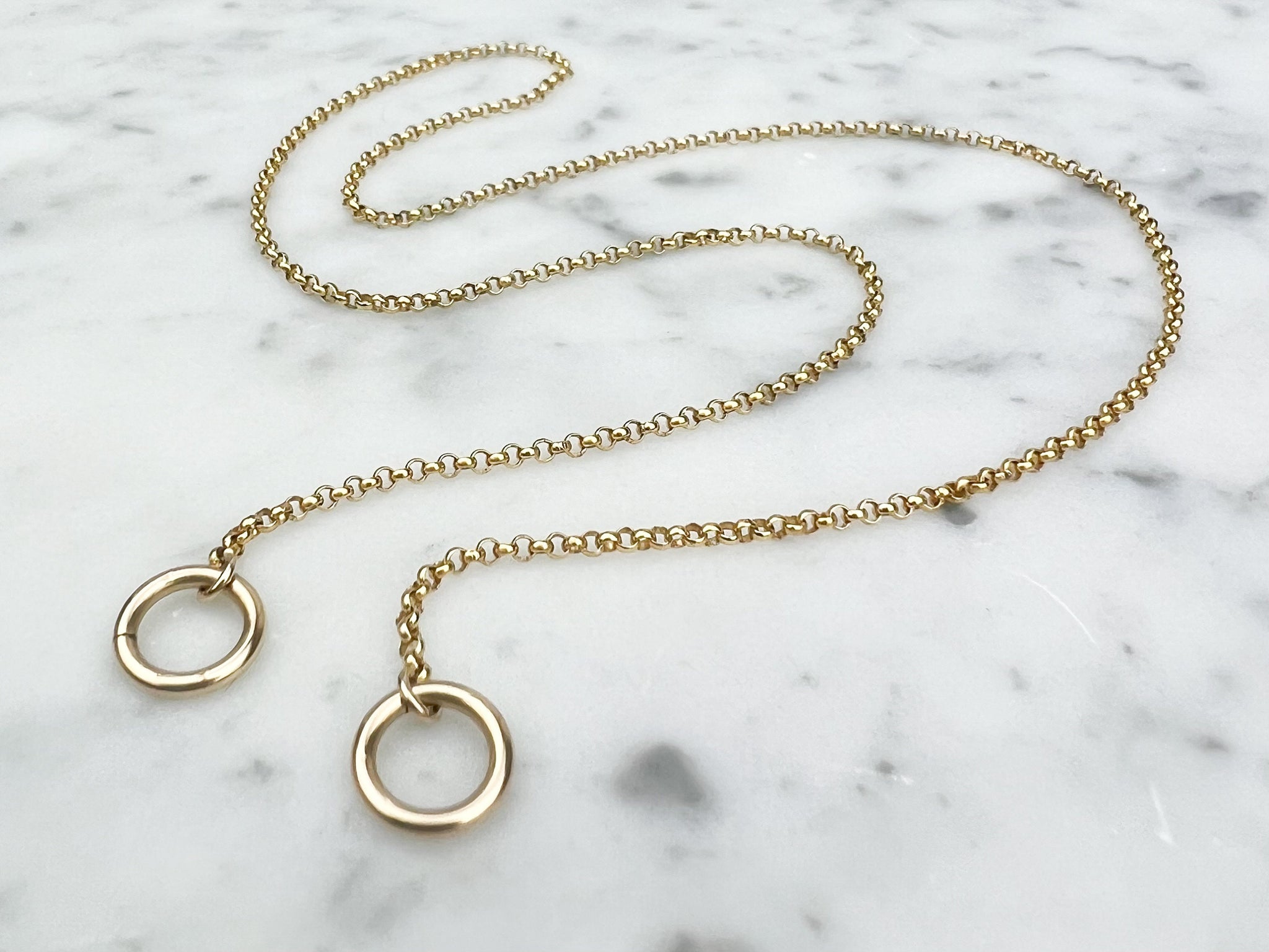 14k Gold Filled Carabiner Chain - Dainty 1.4mm Rolo Chain