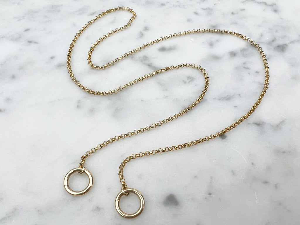 14k Gold Filled Carabiner Chain - Dainty 1.4mm Rolo Chain