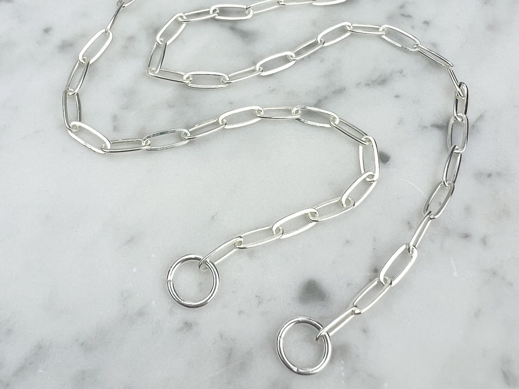 Sterling Silver Carabiner Chain - 8.6mm Paperclip Chain