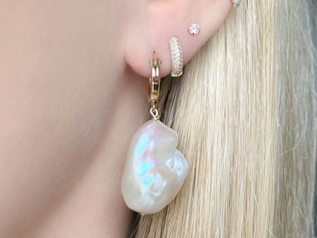 14k Gold Filled Baroque Pearl Statement Earrings