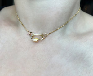 14k Gold Filled Carabiner Chain - Dainty 1.4mm Rolo Chain