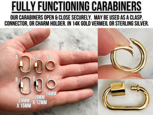 14k Gold Filled Carabiner Charm Necklace - 8.6mm Paperclip Chain